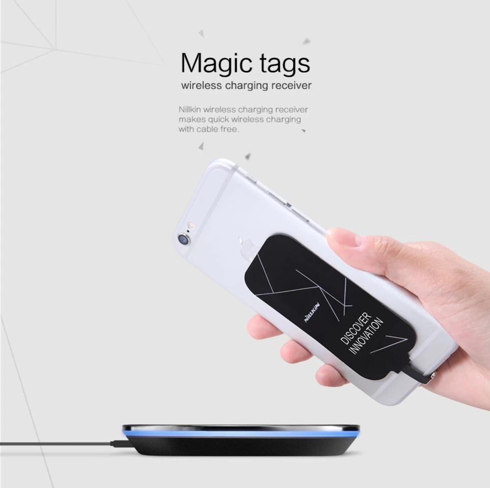 Trådlösa laddare  Magic Tags TYPE-B Wireless Charging Receiver Micro USB narrow-side down svart