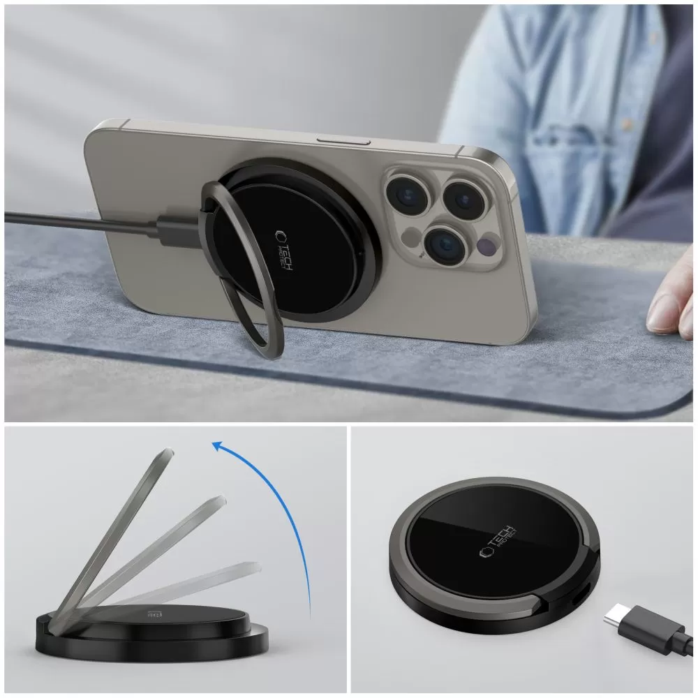 Wireless chargers  TECH-PROTECT QI15W-A33 MAGNETIC MAGSAFE WIRELESS CHARGER black