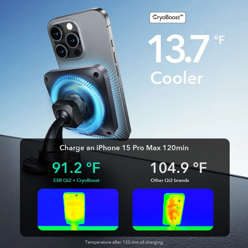 Wireless chargers  ESR HALOLOCK CRYOBOOST MAGNETIC MAGSAFE DASHBOARD & VENT CAR MOUNT WIRELESS CHARGER QI2 15W black