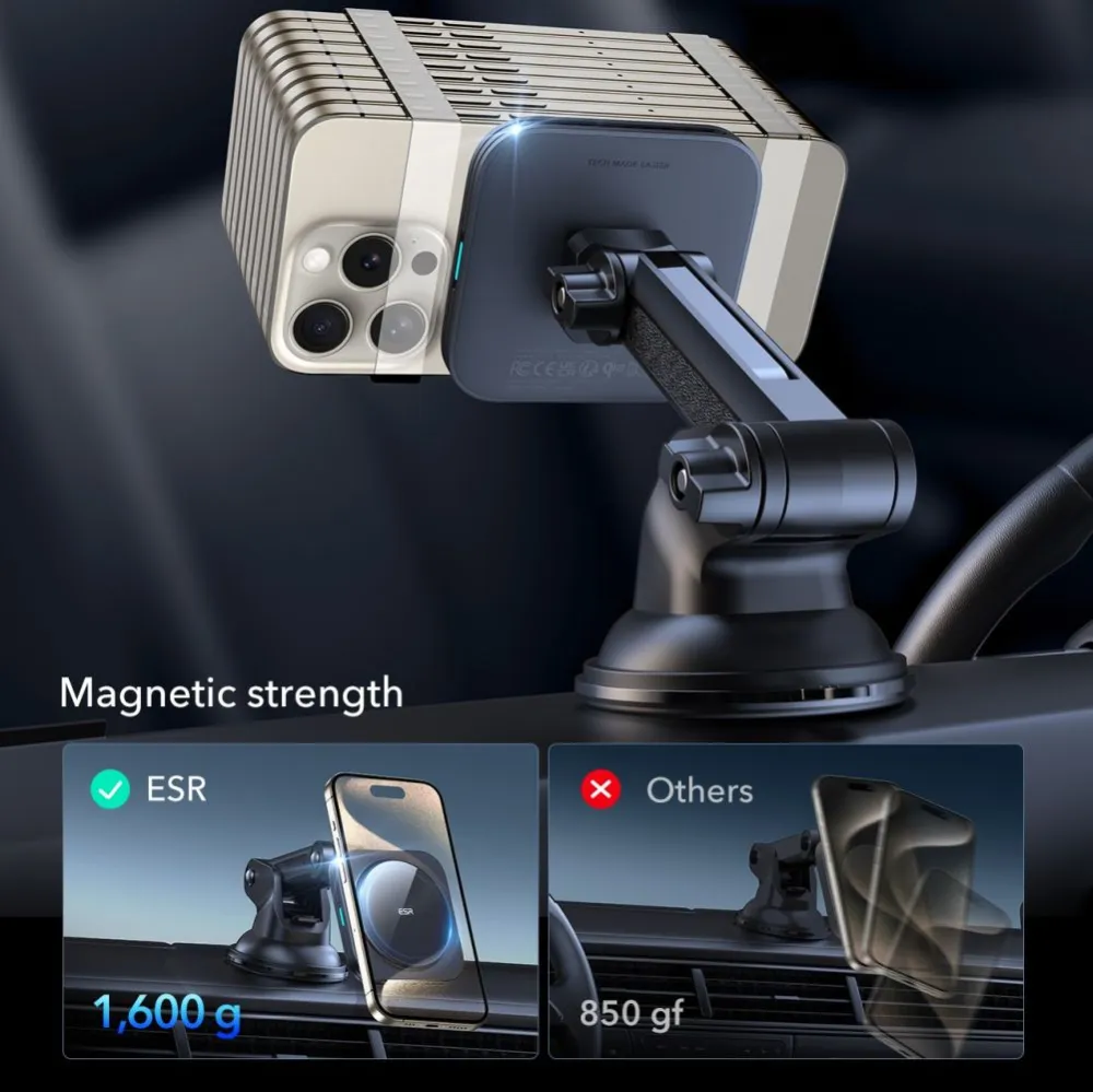 Wireless chargers  ESR HALOLOCK MAGNETIC MAGSAFE DASHBOARD CAR MOUNT WIRELESS CHARGER QI2 15W black