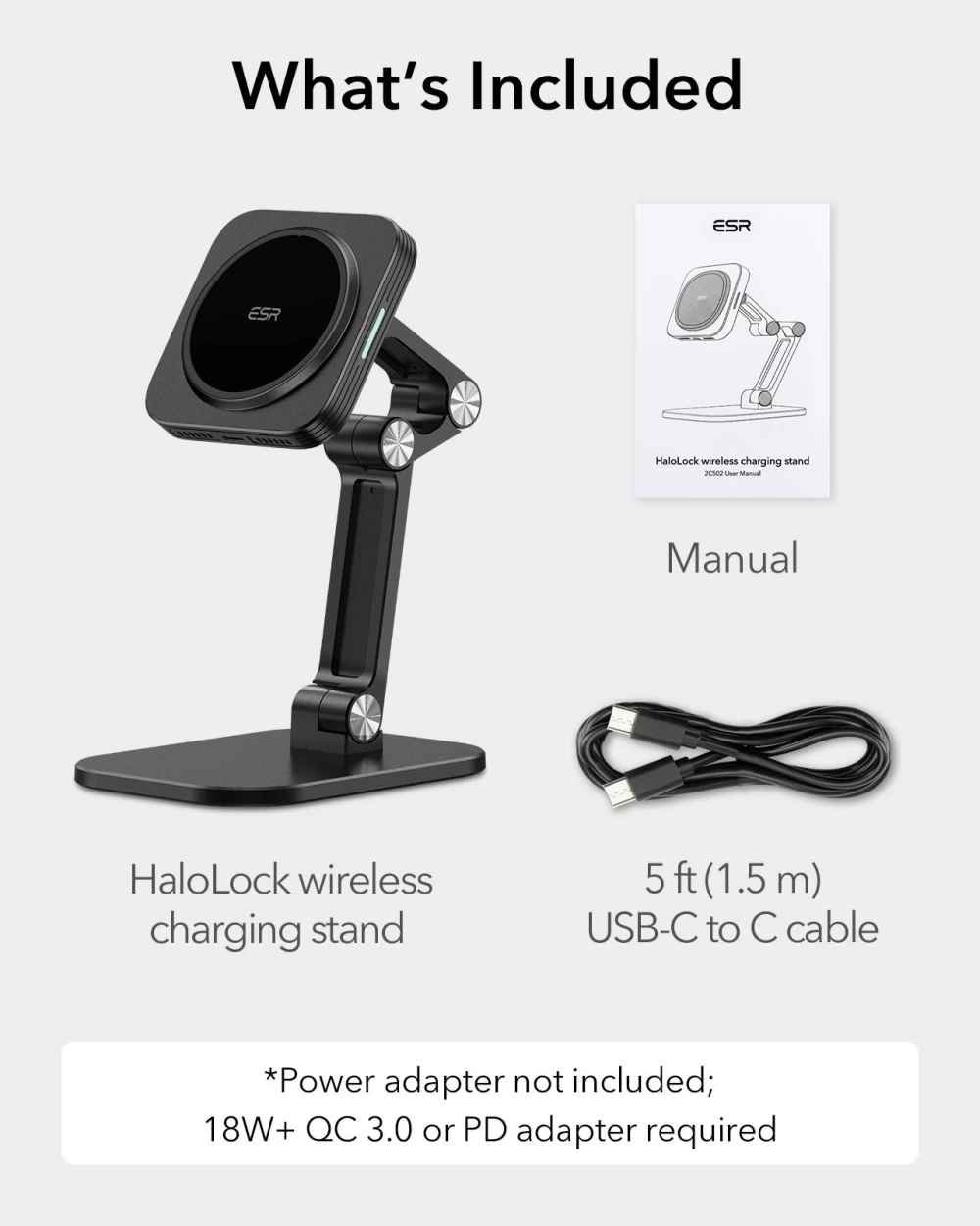 Wireless chargers  ESR HaloLock Adjustable Charging Stand black