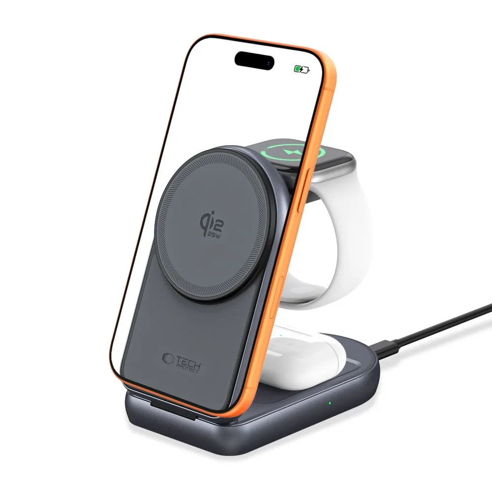 Беспроводные зарядные устройства TECH-PROTECT A53 3IN1 MAGNETIC MAGSAFE WIRELESS CHARGER 25W QI2.2 Аксессуары для телефонов