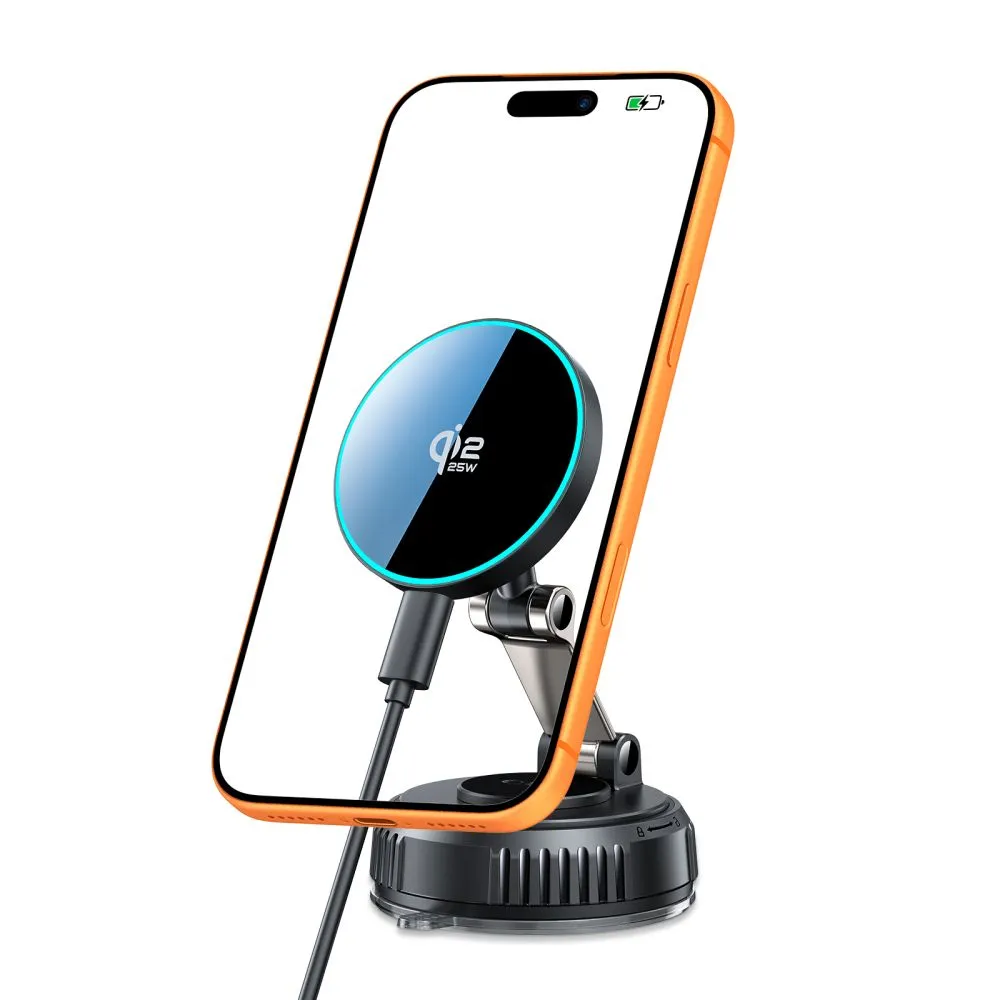 Bezvadu lādētājs  TECH-PROTECT MM25W-V8 QI2.2 MAGNETIC MAGSAFE WINDSHIELD & DASHBOARD CAR MOUNT WIRELESS CHARGER 25W