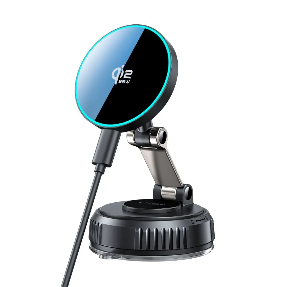 Bezvadu lādētājs  TECH-PROTECT MM25W-V8 QI2.2 MAGNETIC MAGSAFE WINDSHIELD & DASHBOARD CAR MOUNT WIRELESS CHARGER 25W