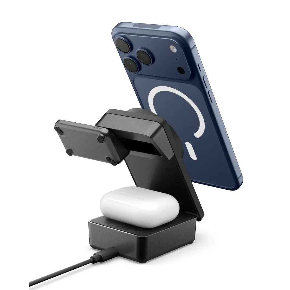 Bezvadu lādētājs  SPIGEN EF323MQ ESSENTIAL 3IN1 MAGNETIC MAGSAFE WIRELESS CHARGER 25W QI2.2 Telefonu aksesuāri