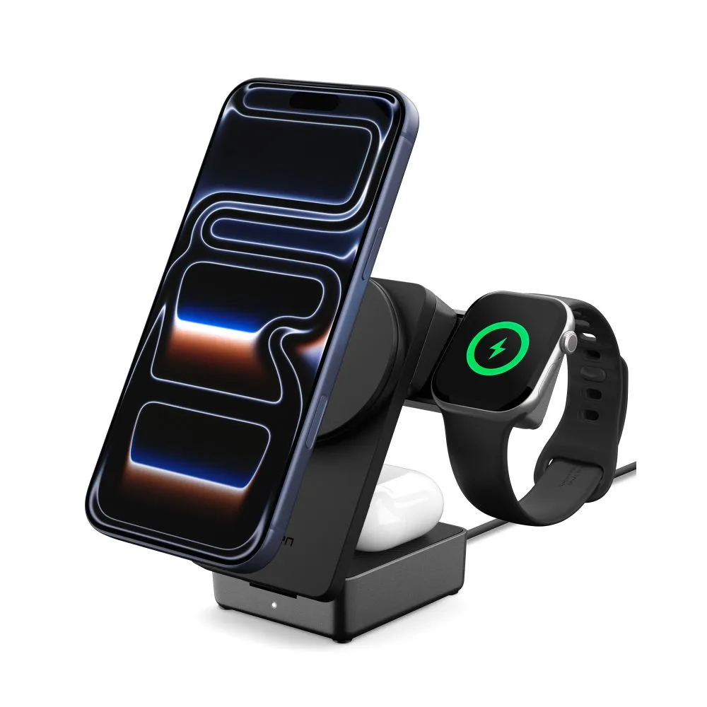 Bezvadu lādētājs  SPIGEN EF323MQ ESSENTIAL 3IN1 MAGNETIC MAGSAFE WIRELESS CHARGER 25W QI2.2 Telefonu aksesuāri