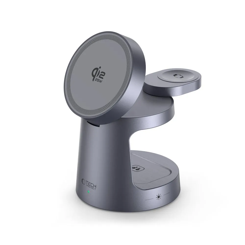 Bezvadu lādētājs TECH-PROTECT A48 3IN1 MAGNETIC MAGSAFE WIRELESS CHARGER 25W QI2.2 Telefonu aksesuāri