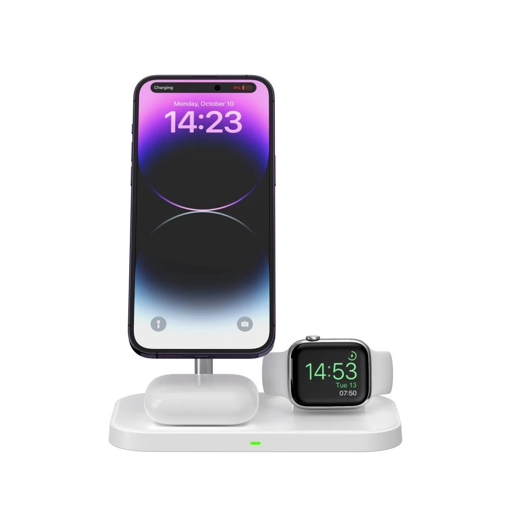 Беспроводные зарядные устройства TECH-PROTECT QI15W A22 3IN1 MAGNETIC MAGSAFE WIRELESS CHARGER белый