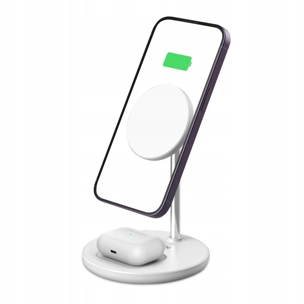 Беспроводные зарядные устройства TECH-PROTECT QI15W-A21 2IN1 MAGNETIC MAGSAFE WIRELESS CHARGER белый