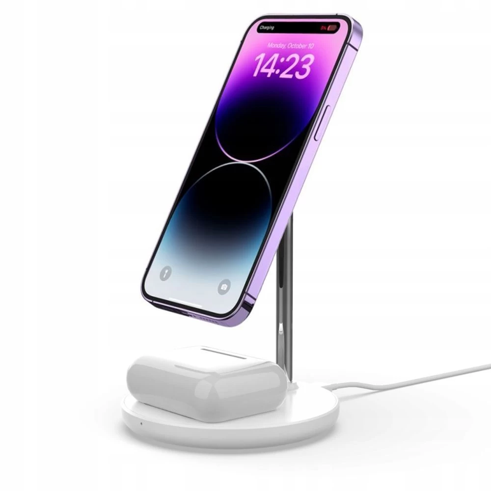 Беспроводные зарядные устройства TECH-PROTECT QI15W-A21 2IN1 MAGNETIC MAGSAFE WIRELESS CHARGER белый