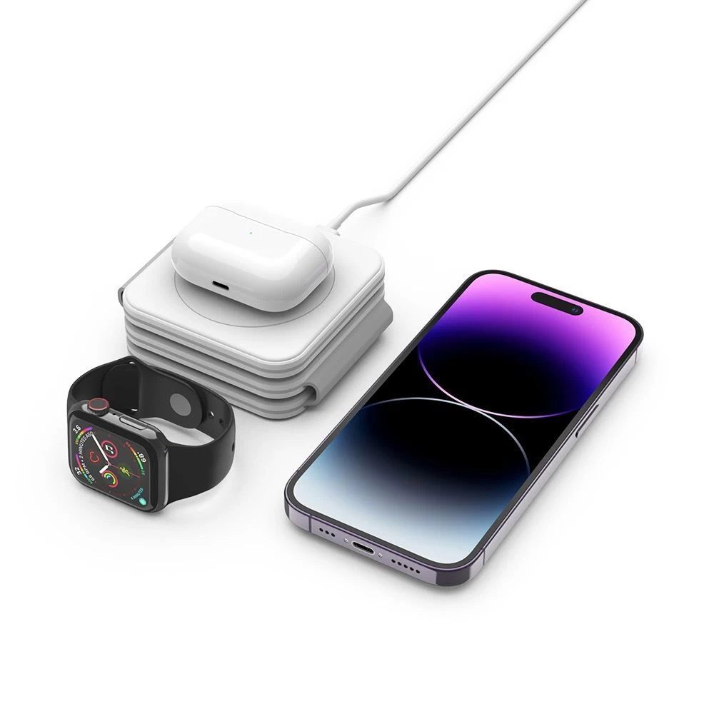 Беспроводные зарядные устройства TECH-PROTECT QI15W-A24 3IN1 MAGNETIC MAGSAFE WIRELESS CHARGER белый
