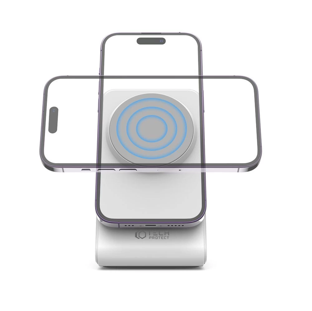 Беспроводные зарядные устройства TECH-PROTECT QI15W-A23 MAGNETIC MAGSAFE WIRELESS CHARGER белый