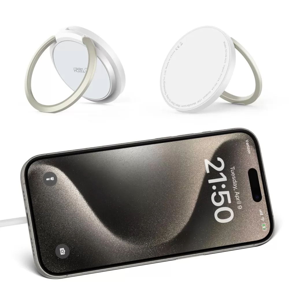 Беспроводные зарядные устройства TECH-PROTECT QI15W-A33 MAGNETIC MAGSAFE WIRELESS CHARGER белый