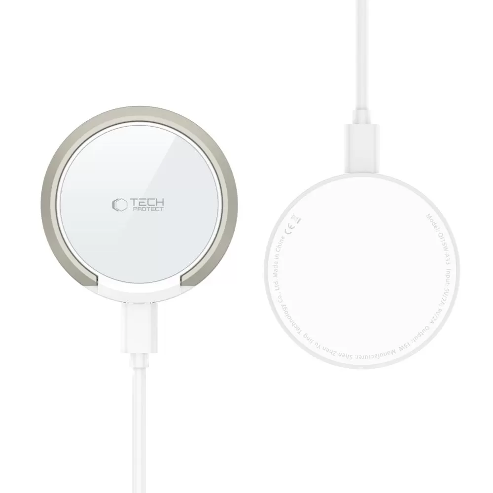 Беспроводные зарядные устройства TECH-PROTECT QI15W-A33 MAGNETIC MAGSAFE WIRELESS CHARGER белый