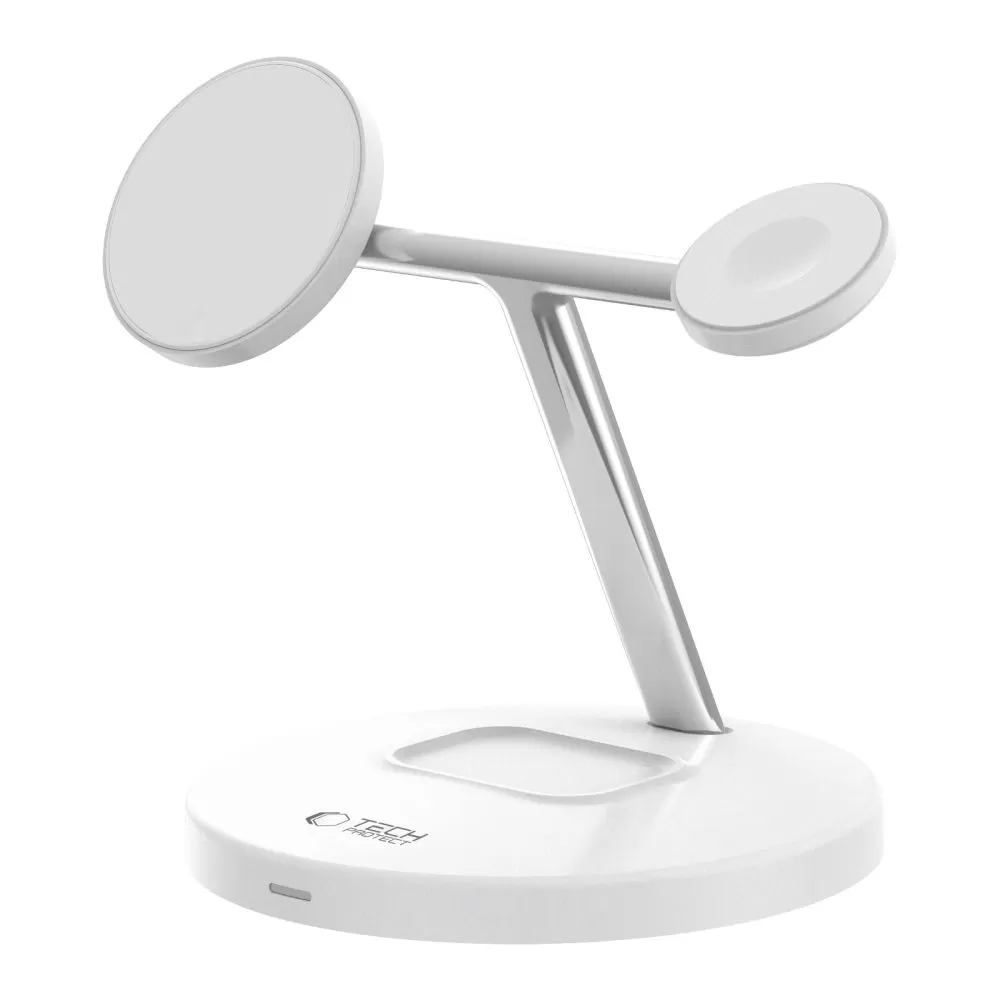 Беспроводные зарядные устройства TECH-PROTECT QI15W-A35 3IN1 MAGNETIC MAGSAFE WIRELESS CHARGER белый