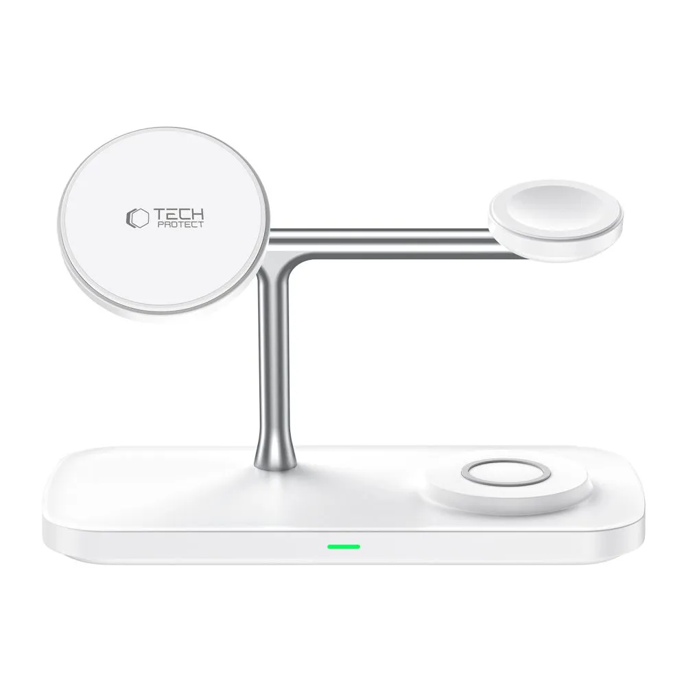 Беспроводные зарядные устройства TECH-PROTECT QI15W-A45 3IN1 MAGNETIC MAGSAFE WIRELESS CHARGER белый