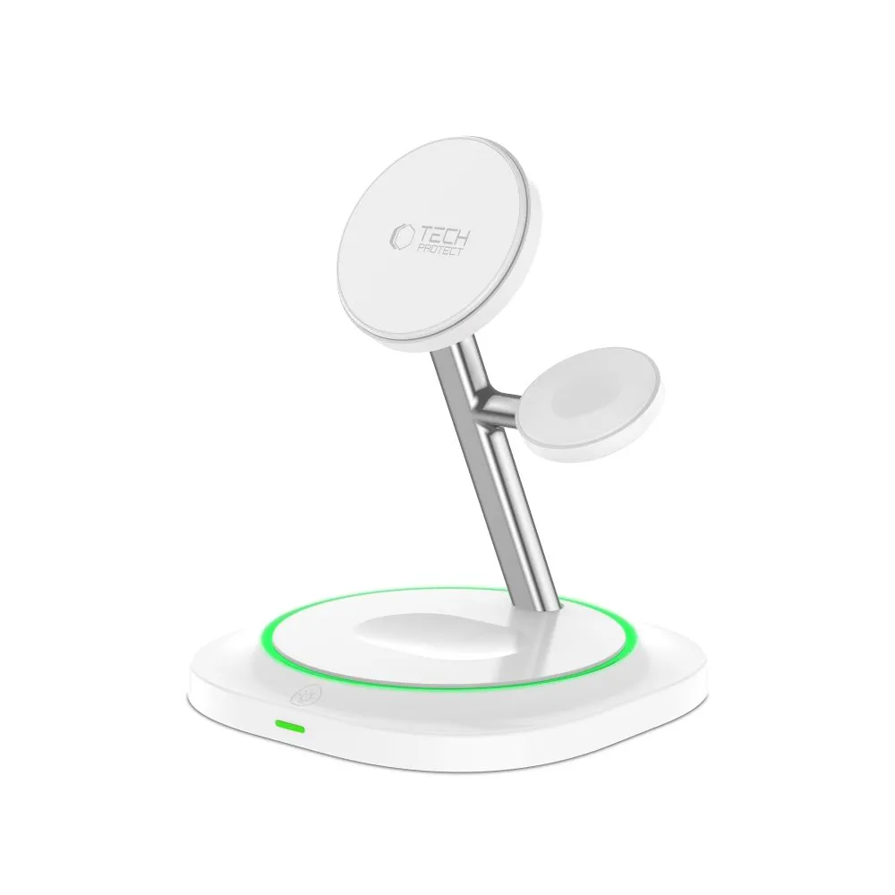 Беспроводные зарядные устройства TECH-PROTECT QI15W-A46 3IN1 MAGNETIC MAGSAFE WIRELESS CHARGER белый