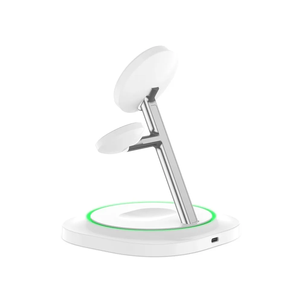 Беспроводные зарядные устройства TECH-PROTECT QI15W-A46 3IN1 MAGNETIC MAGSAFE WIRELESS CHARGER белый