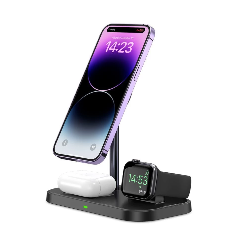 Беспроводные зарядные устройства TECH-PROTECT QI15W A22 3IN1 MAGNETIC MAGSAFE WIRELESS CHARGER черный