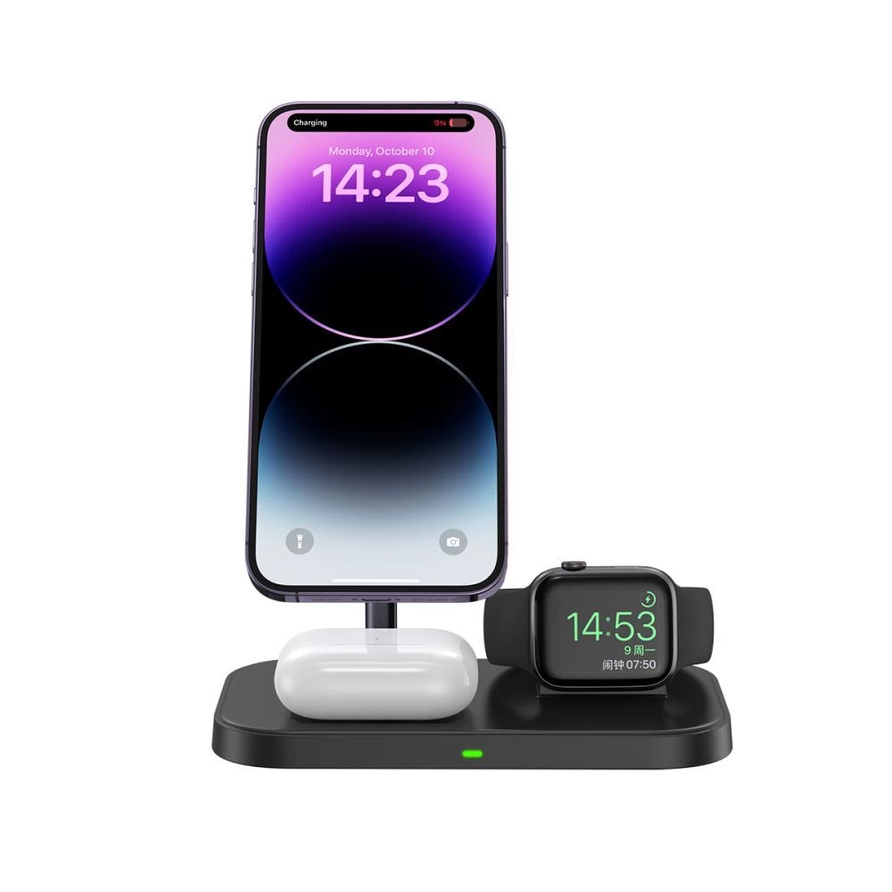 Беспроводные зарядные устройства TECH-PROTECT QI15W A22 3IN1 MAGNETIC MAGSAFE WIRELESS CHARGER черный