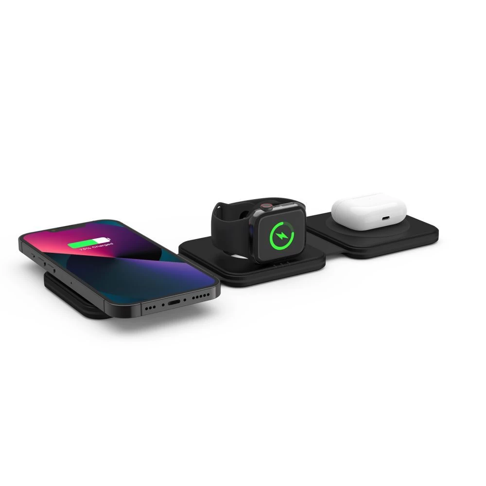 Беспроводные зарядные устройства TECH-PROTECT QI15W-A24 3IN1 MAGNETIC MAGSAFE WIRELESS CHARGER черный