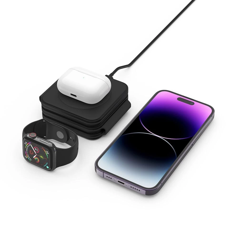 Беспроводные зарядные устройства TECH-PROTECT QI15W-A24 3IN1 MAGNETIC MAGSAFE WIRELESS CHARGER черный