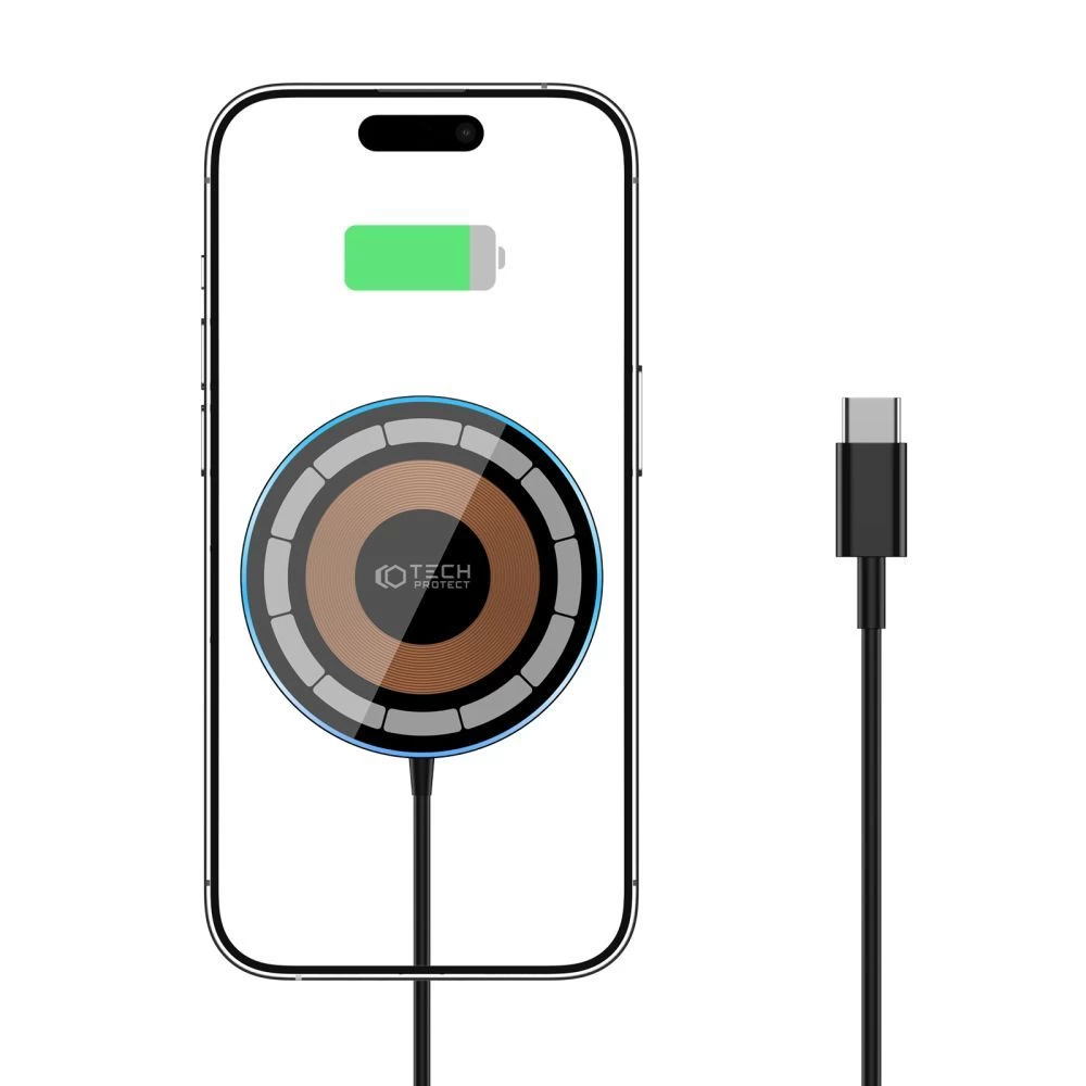 Беспроводные зарядные устройства TECH-PROTECT QI15W-A30 MAGNETIC MAGSAFE WIRELESS CHARGER черный