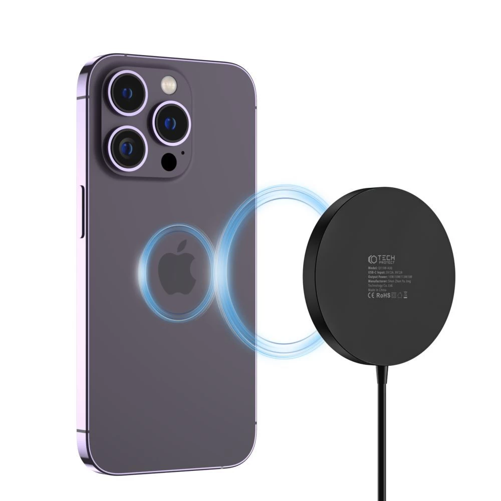 Беспроводные зарядные устройства TECH-PROTECT QI15W-A30 MAGNETIC MAGSAFE WIRELESS CHARGER черный