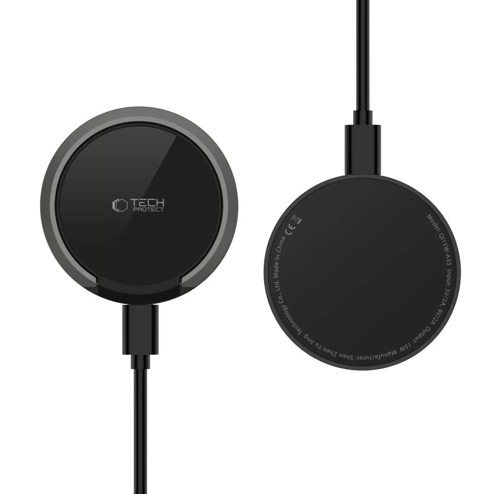 Беспроводные зарядные устройства TECH-PROTECT QI15W-A33 MAGNETIC MAGSAFE WIRELESS CHARGER черный