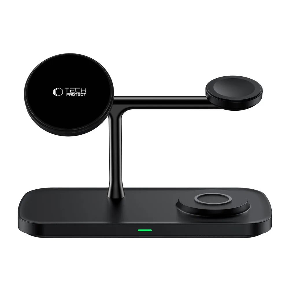 Беспроводные зарядные устройства TECH-PROTECT QI15W-A45 3IN1 MAGNETIC MAGSAFE WIRELESS CHARGER черный