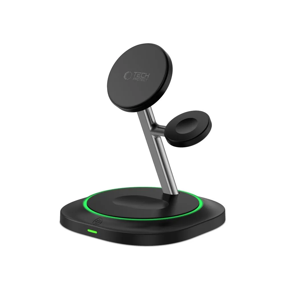 Беспроводные зарядные устройства TECH-PROTECT QI15W-A46 3IN1 MAGNETIC MAGSAFE WIRELESS CHARGER черный