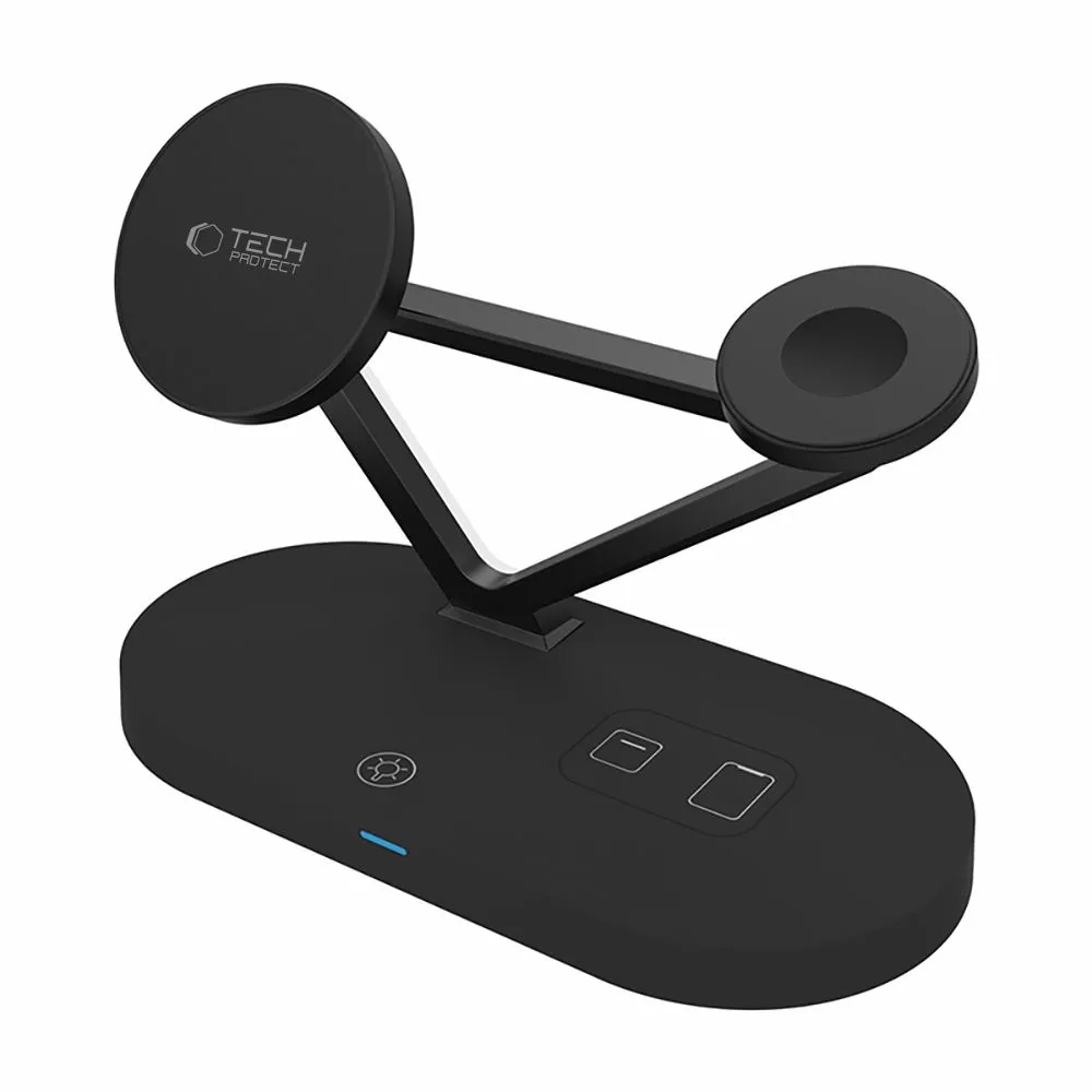 Wireless chargers  TECH-PROTECT QI15W-A41 3IN1 MAGNETIC MAGSAFE WIRELESS CHARGER black