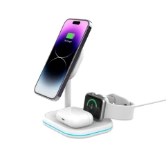 Wireless chargers  TECH-PROTECT QI15W-A27 3IN1 MAGNETIC MAGSAFE WIRELESS CHARGER white