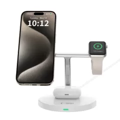 Wireless chargers  TECH-PROTECT QI15W-A35 3IN1 MAGNETIC MAGSAFE WIRELESS CHARGER white