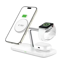 Wireless chargers  TECH-PROTECT QI15W-A45 3IN1 MAGNETIC MAGSAFE WIRELESS CHARGER white