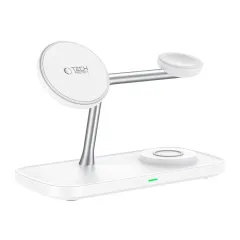 Wireless chargers  TECH-PROTECT QI15W-A45 3IN1 MAGNETIC MAGSAFE WIRELESS CHARGER white