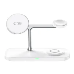 Wireless chargers  TECH-PROTECT QI15W-A45 3IN1 MAGNETIC MAGSAFE WIRELESS CHARGER white
