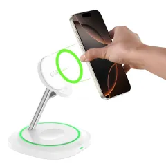 Wireless chargers  TECH-PROTECT QI15W-A46 3IN1 MAGNETIC MAGSAFE WIRELESS CHARGER white