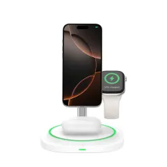 Wireless chargers  TECH-PROTECT QI15W-A46 3IN1 MAGNETIC MAGSAFE WIRELESS CHARGER white
