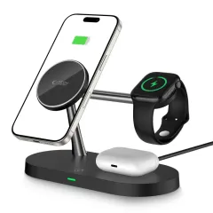 Wireless chargers  TECH-PROTECT A12 3IN1 MAGNETIC MAGSAFE WIRELESS CHARGER black