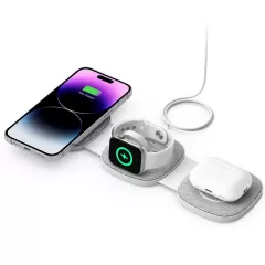 Wireless chargers  TECH-PROTECT QI15W-A32 3IN1 MAGNETIC MAGSAFE WIRELESS CHARGER gray