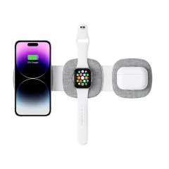 Wireless chargers  TECH-PROTECT QI15W-A32 3IN1 MAGNETIC MAGSAFE WIRELESS CHARGER gray