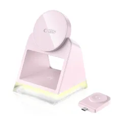 Wireless chargers  TECH-PROTECT QI15W-A43 3IN1 MAGNETIC MAGSAFE WIRELESS CHARGER Pink