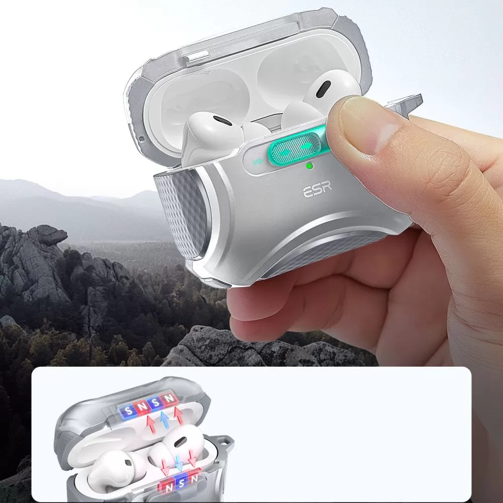 Apple AirPods Pro telefoni ümbris valge ESR CYBER FLICKLOCK HALOLOCK MAGSAFE