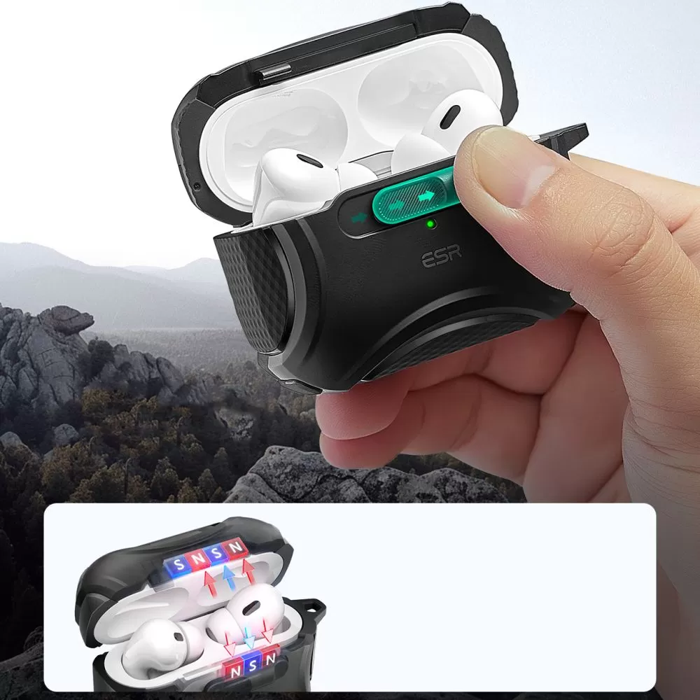 Apple AirPods Pro telefoni ümbris must ESR CYBER FLICKLOCK HALOLOCK MAGSAFE