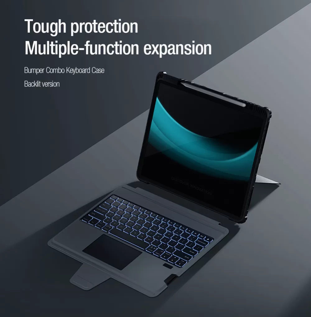 Apple iPad Pro 12.9 (2020) tablet case black NILLKIN BUMPER COMBO KEYBOARD (BACKLIT VERSION)