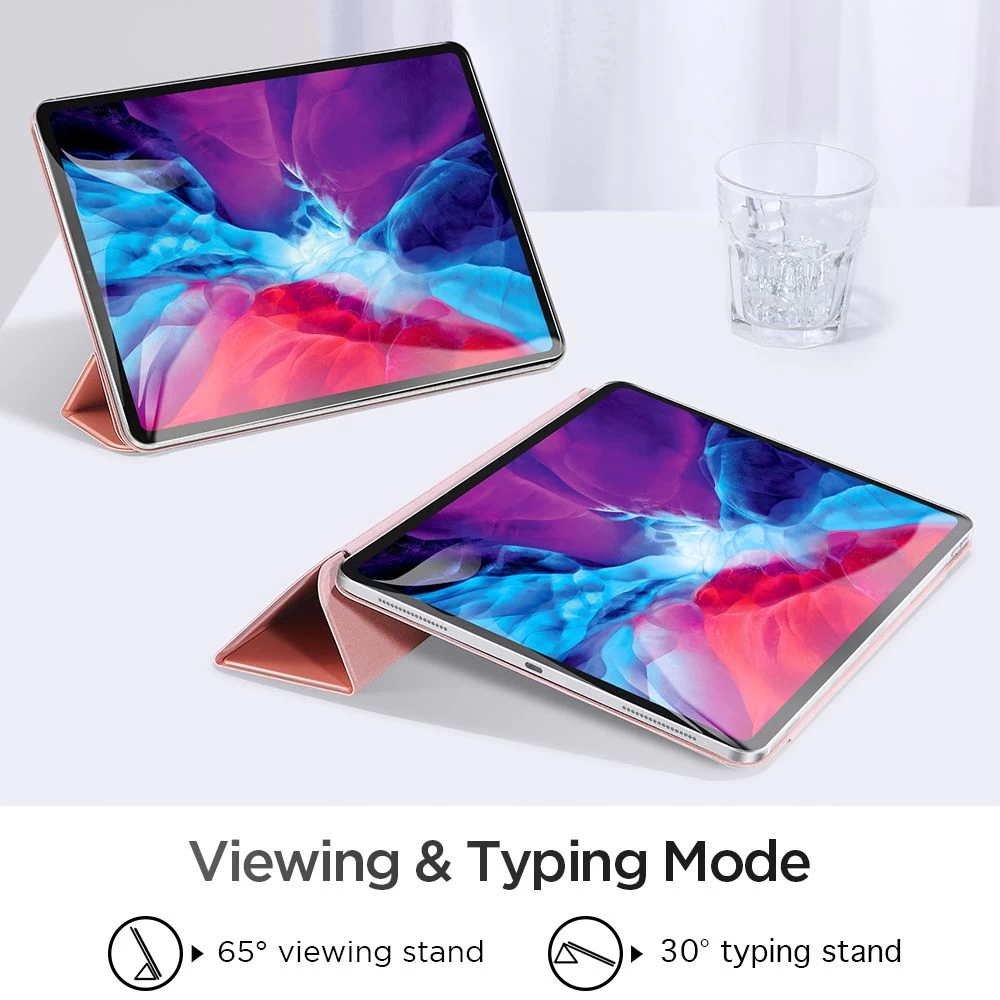 Apple iPad Pro 12.9 (2020) tablet case pink gold ESR Rebound Magnetic with clasp 