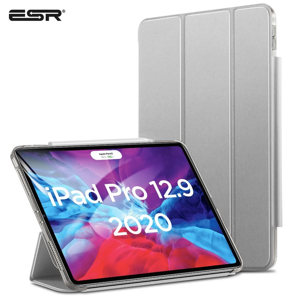 Apple iPad Pro 12.9 (2020) tablet case silver ESR Yippee Trifold with Clasp