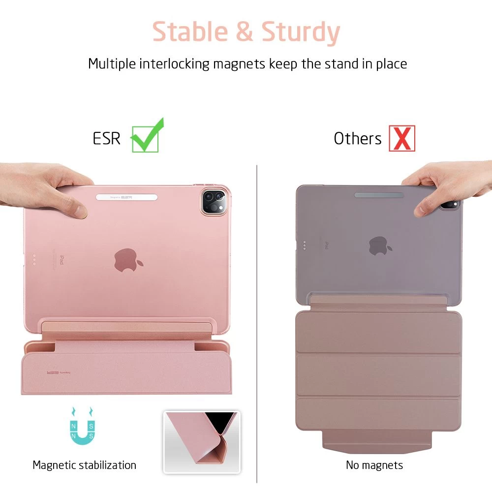 Apple iPad Pro 11 (2020) Planšetės dėklas rožinis ESR Yippee Trifold with Clasp