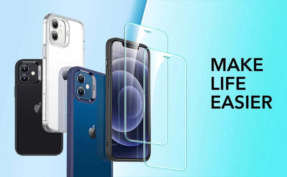 Apple iPhone 12 Mini vāciņš caurspīdīgs ESR Classic Hybrid  + Screen Shield (2pack)